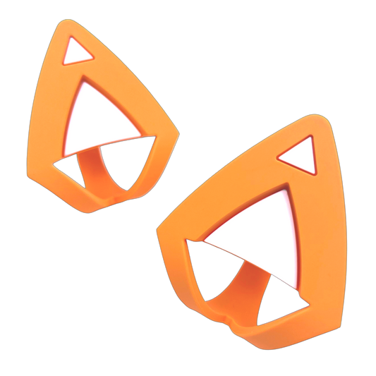 Melon orange and bright white attachable cat ears. The main color is orange and the interior triangle is white.